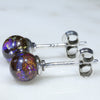 Silver Opal Studs Side View