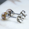 Silver Opal Ball Studs Side View
