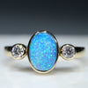 Natural Australian Boulder Opal Gold and Diamond Ring