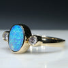 18k Gold - Solid Boulder Opal - Natural Diamonds
