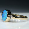Natural Australian Boulder Opal and  Diamond 18K Gold Ring - Size 7 US Code EJ51