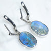 Natural Australian Boulder Opal and Diamond Silver Huggie Earring (14mm x 9mm) Code -SE484