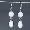 Natural Australian White Opal Silver Drop Earrings