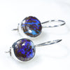 Australian Boulder Opal Matrix Silver Earrings (8mm x 8mm) Code - SE481