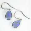 Natural Australian Black Opal  Silver Earring (10mm x 6mm) Code-SE491