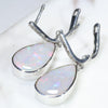 Coober Pedy White  Opal and Diamond Huggie Silver Earring (15mm x 10mm) Code -SE471
