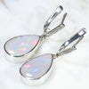 Coober Pedy White  Opal and Diamond Huggie Silver Earring (15mm x 10mm) Code -SE471