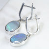 Lightning Ridge Dark Opal and Diamond Silver Huggie Earring (11mm x 8mm) Code -SE492