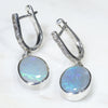 Lightning Ridge Dark Opal and Diamond Silver Huggie Earring (11mm x 8mm) Code -SE492