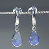 Natural Australian Boulder Opal Silver Stud Drop Earrings