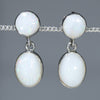 Natural Australian White Opal Silver Stud Drop Earrings