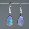 Natural Australian Black Opal Silver Drop Earrings