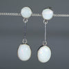 Natural Australian White Opal Silver Stud Drop Earrings