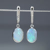 Beautiful Opal and Diamond Huggie Drop Earrings