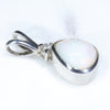 Natural Australian White Opal and Diamond Silver Pendant with Silver Chain (8mm x 6.5mm) Code - SD372