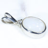 Natural Australian White Opal and Diamond Silver Pendant with Silver Chain (9mm x 7mm) Code - SD369