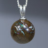 Natural Australian Opal Matrix Silver Ball Pendant 