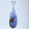 Natural Australian Boulder Opal Silver and Diamond Pendant