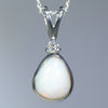 Natural Australian White Opal Silver and Diamond Pendant