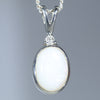 Natural Australian White Opal Silver and Diamond Pendant