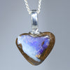 Natural Australian Boulder Opal Silver Heart Pendant