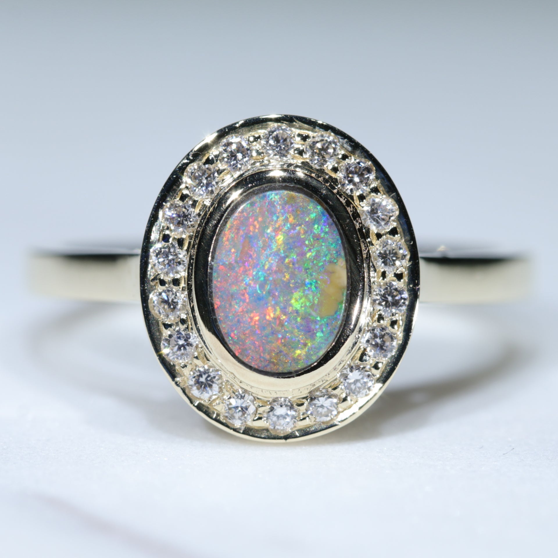 Queensland Black Boulder Opal Ring 10k Gold - Main Image