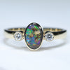 Natural Australian Boulder Opal and  Diamond Gold Ring - Size 6.5 US Code EJ69
