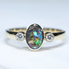 Natural Australian Boulder Opal Gold and Diamond Ring