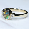 10k Gold - Solid Boulder Opal - Natural Diamonds