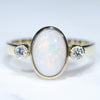Natural Australian White Opal Gold and Diamond Ring