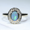 Natural Australian Boulder Opal Gold and Diamond Ring