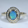 Natural Australian Boulder Opal Gold and Diamond Ring