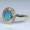 10k Gold - Solid Boulder Opal - Natural Diamonds