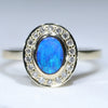 Natural Australian Boulder Opal Gold and Diamond Ring
