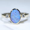 Natural Australian Boulder Opal Gold and Diamond Ring