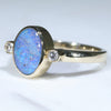10k Gold - Solid Boulder Opal - Natural Diamonds