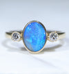 Natural Australian Boulder Opal Gold and Diamond Ring