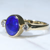 18k Gold  - Solid Black Boulder Opal - Natural Diamonds