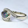 Natural Australian  Boulder Opal and Diamond Gold Ring Size - 6.75 US Code  EJ56