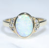 Natural Australian White Opal Gold and Diamond Ring