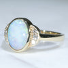 Coober Pedy White Opal and Diamond Gold Ring -  Size 7 US  Code EJ64