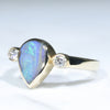 Natural Australian Boulder Opal and Diamond Gold Ring - Size 6.25 US Code - EJ31