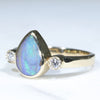 Natural Australian Boulder Opal and Diamond Gold Ring - Size 6.25 US Code - EJ31