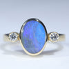Natural Australian Boulder Opal Gold and Diamond Ring