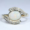 Natural Australian White Opal Gold and Diamond Ring