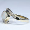 Coober Pedy White Opal and Diamond Gold Ring - Size 6.5 US Code EJ57