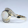 10k Gold - Solid White Opal - Natural Diamond