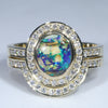Australian Boulder Opal & Diamond Gold Engagement and Wedding Ring Set - Size 8.25 US Code DWB9
