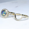 10k Gold - Solid Boulder Opal - Natural Diamonds