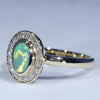 10k Gold - Solid Opal - Natural Diamonds
